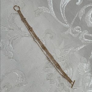 925 CZ Multi strand bracelet gold tone